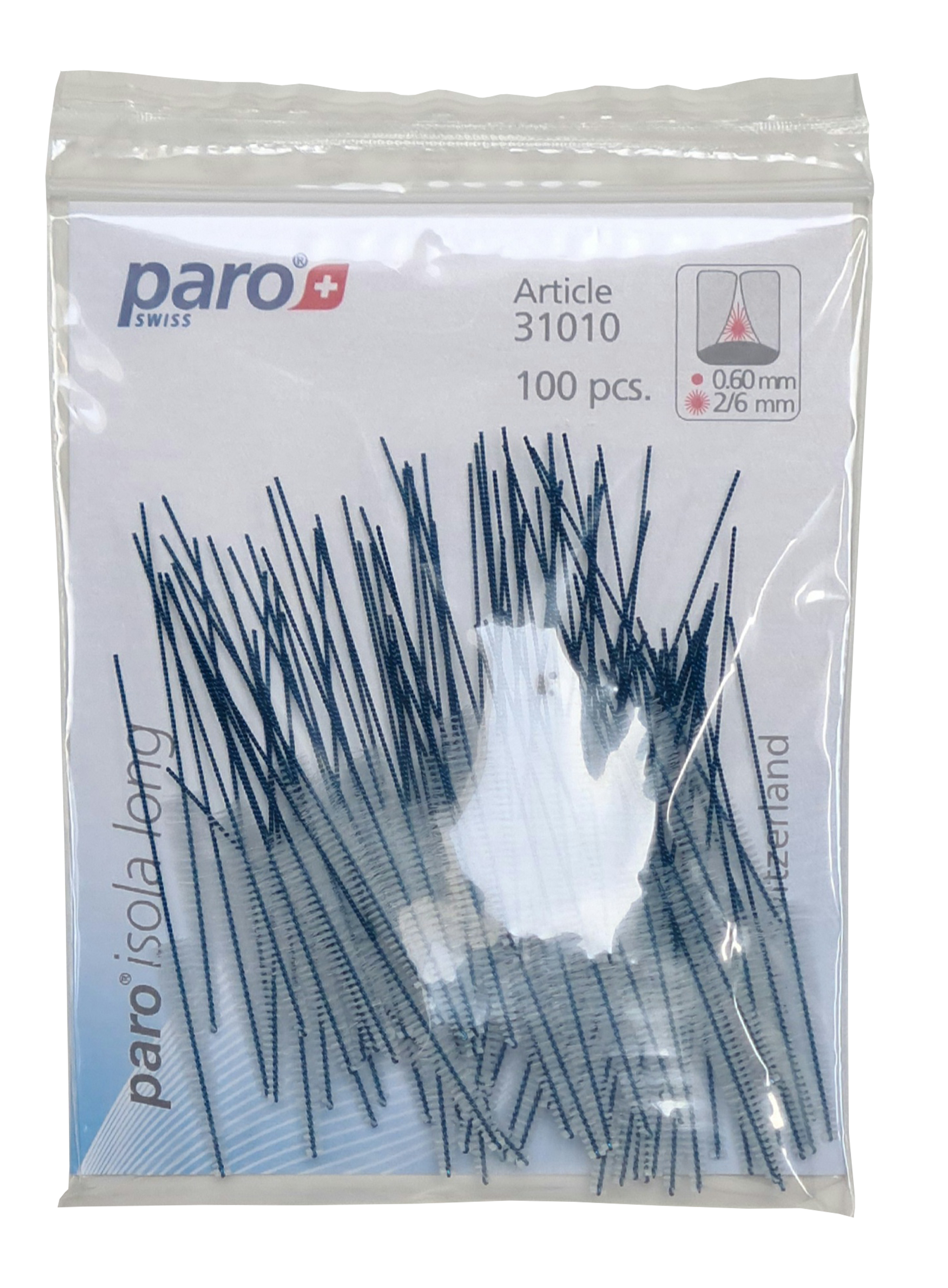 paro® isola long, x-fein, blau, konisch, ø 2/6 mm, 100 Stück